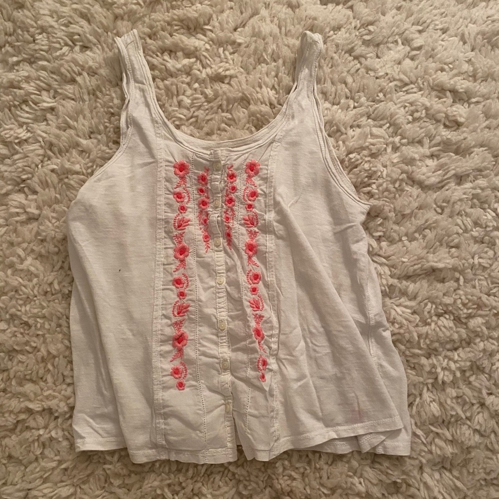 white tank with pink flowers